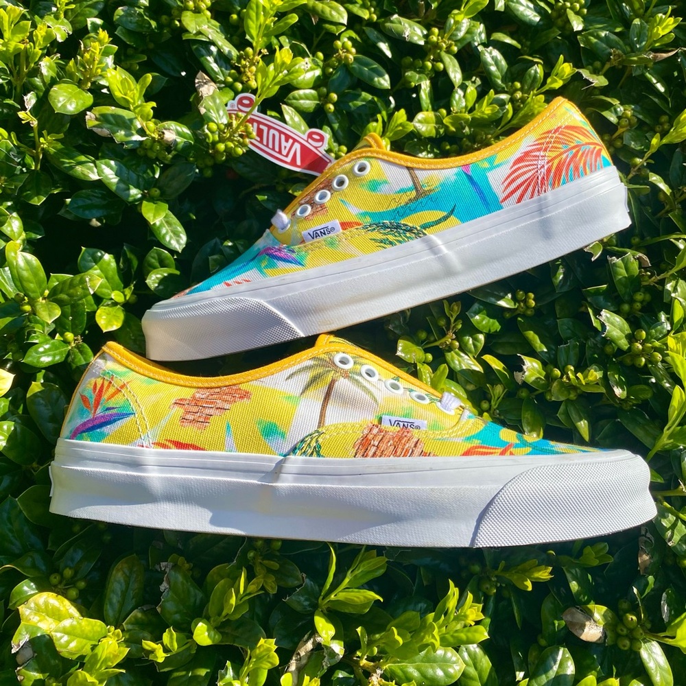 Vans Yellow Tropical Canvas Low Top Sneakers